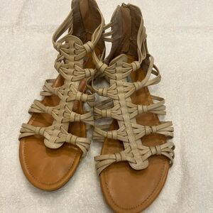 Tan Gladiator Sandals with Woven Straps